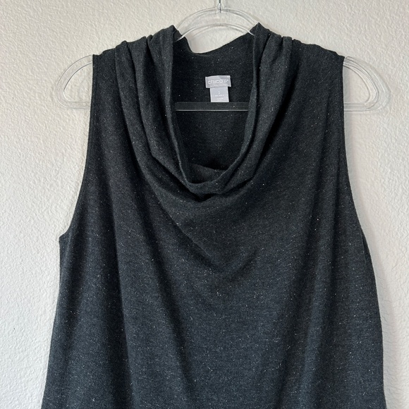 Chicos size 2 /L sleeveless cowl neck top cashmere blend gray shimmery - Picture 3 of 11